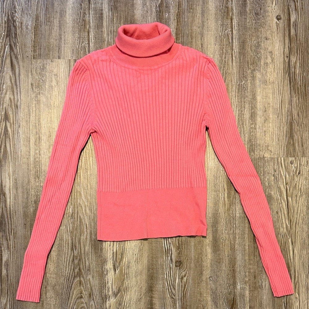 Zara Pink Ribbed Turtleneck Top